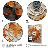 Orange and white abstract spiral collage - Abstract Canvas Wall Art