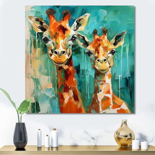 Majestic Giraffe Melody - Orange Giraffe Wall Art