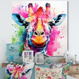 Colorful Majestic Giraffe Melody - Pink Giraffe Wall Art