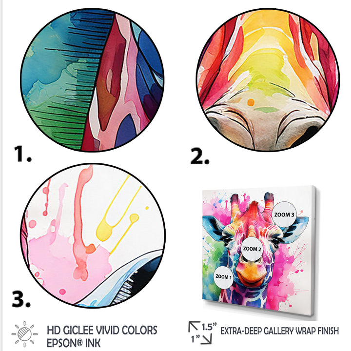 Colorful Majestic Giraffe Melody - Pink Giraffe Wall Art