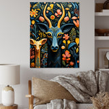 Yellow and green African Deer pattern - Deer Large Canvas Wall Art