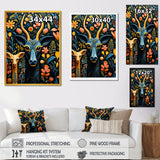 Yellow and green African Deer pattern - Deer Large Canvas Wall Art