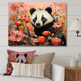 Panda blooms meadow - White Panda Wall Art