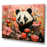 Panda blooms meadow - White Panda Wall Art