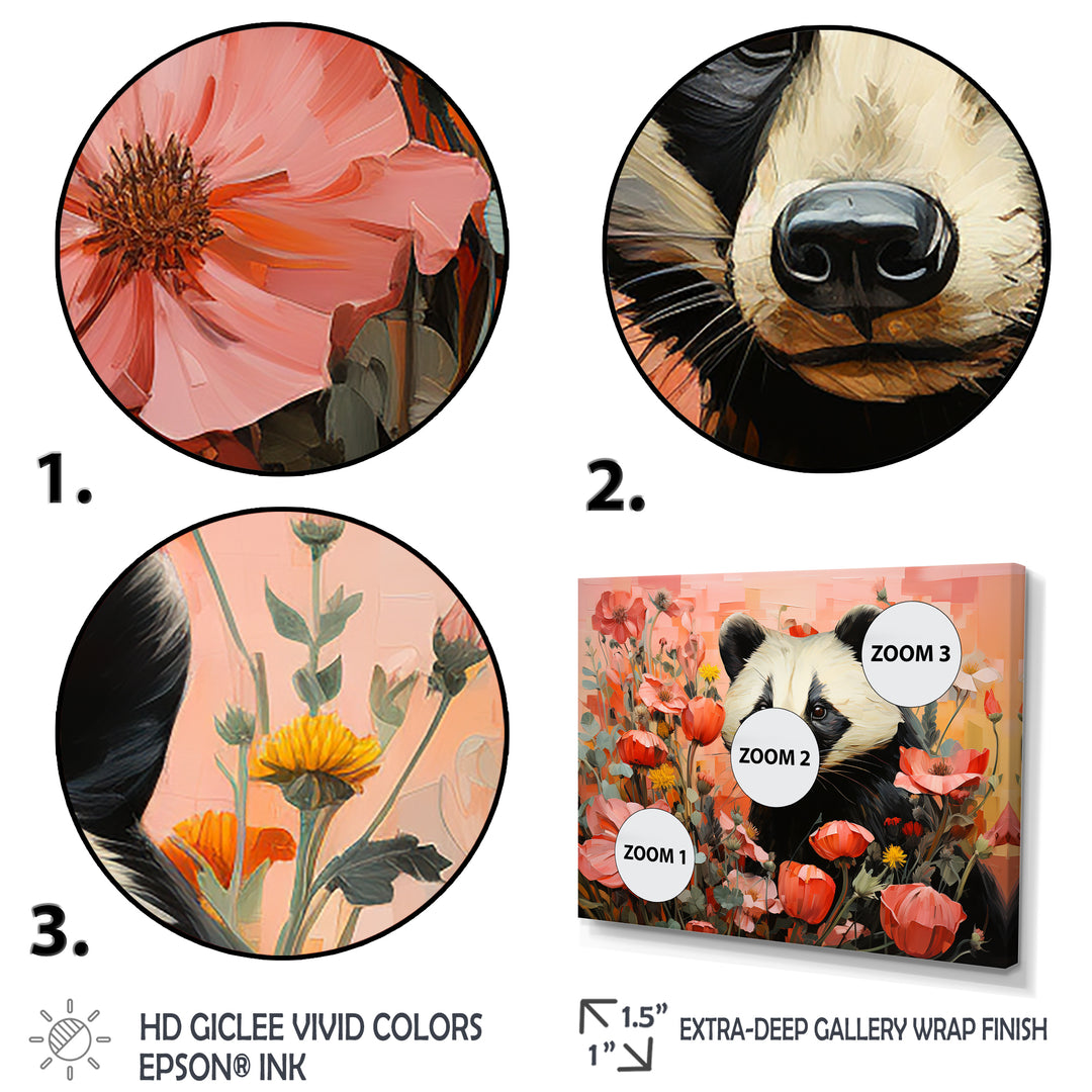 Panda blooms meadow - White Panda Wall Art
