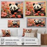 Panda blooms meadow - White Panda Wall Art