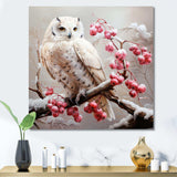 Snowy owl winter blooms perch II - Animals Canvas Wall Art