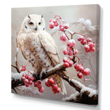 Snowy owl winter blooms perch II - Animals Canvas Wall Art