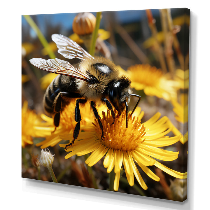 Pollen fuzzy buzz bumble bee - Bee Large Canvas Wall Art