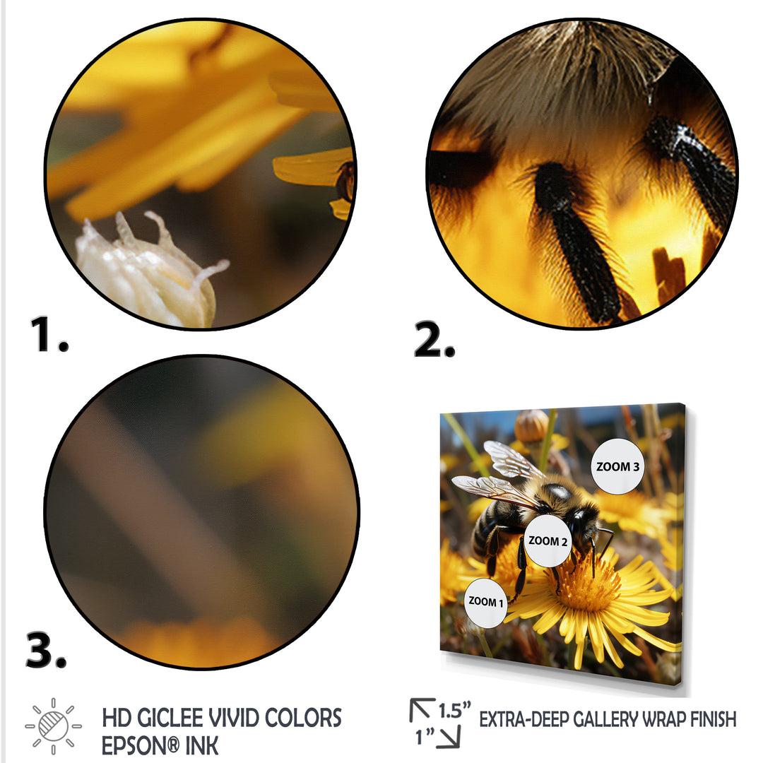 Pollen fuzzy buzz bumble bee - Bee Large Canvas Wall Art