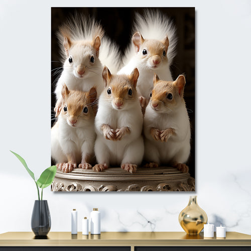 Charming Squirrel Gathering - Squirrel Living Room Wall Art