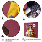 Pink and yellow Fashion dinosaur in suit - Pink Dinosaur Wall Art