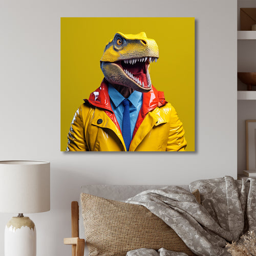Yellow and blue Fashion first suited Dinosaur - Dinosaur Home Decor Art