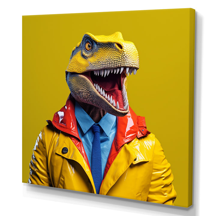 Yellow and blue Fashion first suited Dinosaur - Dinosaur Home Decor Art