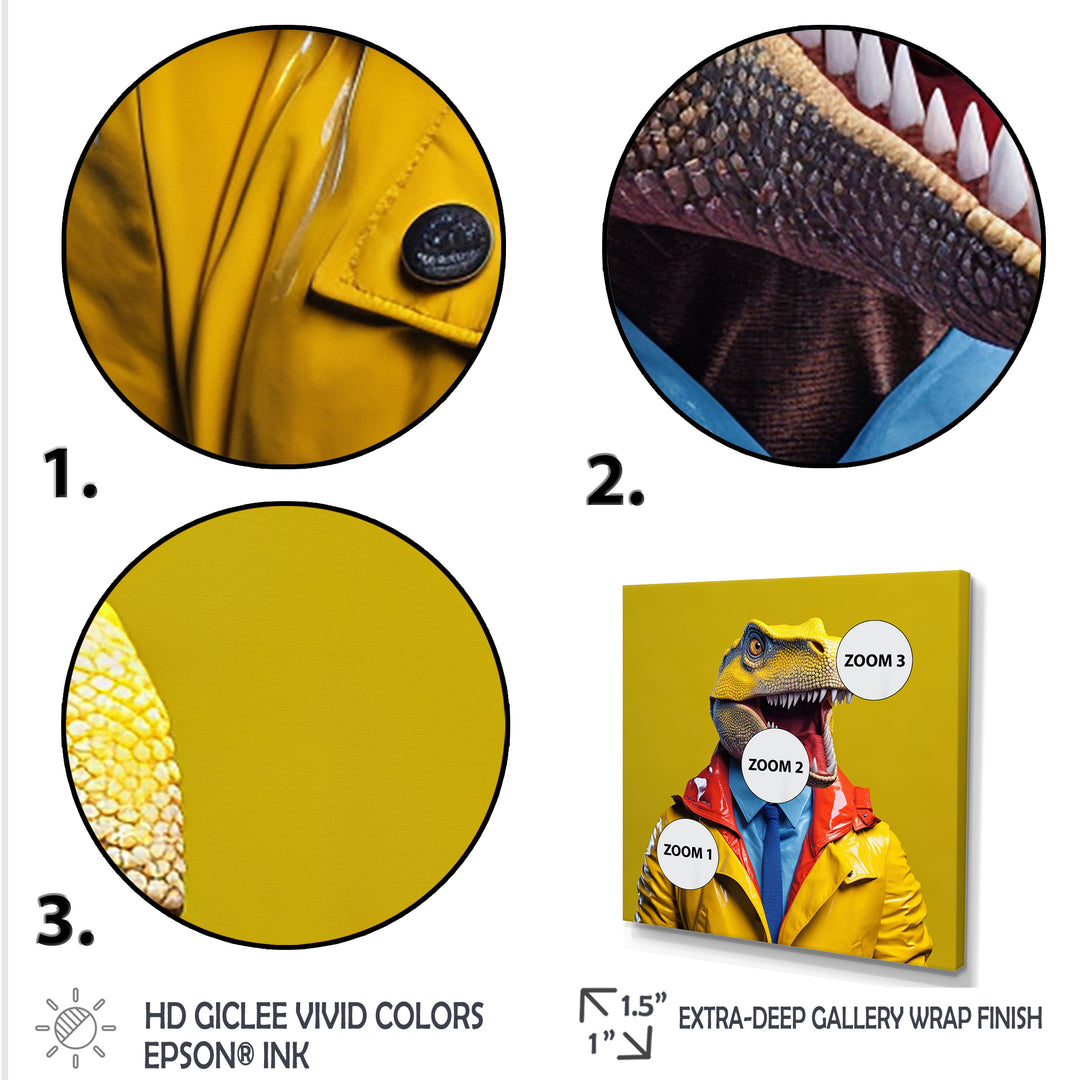 Yellow and blue Fashion first suited Dinosaur - Dinosaur Home Decor Art