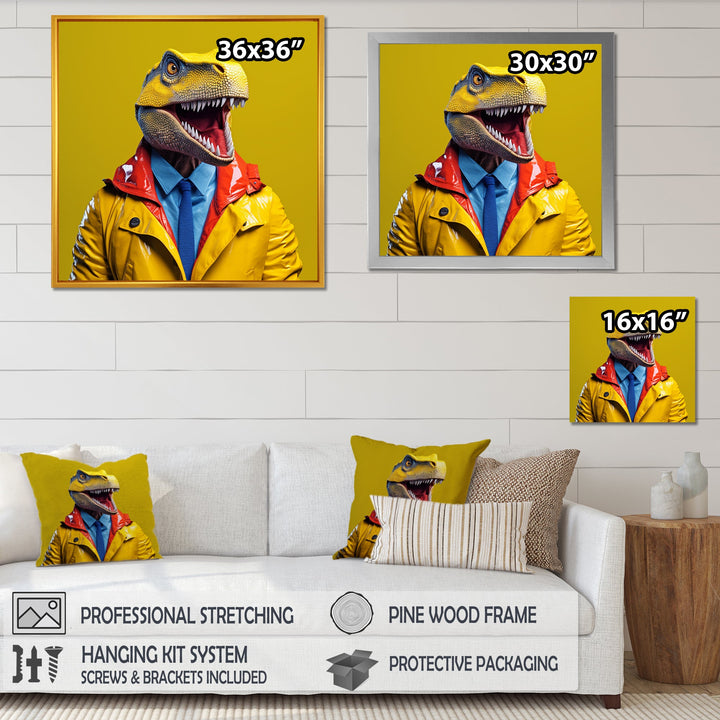 Yellow and blue Fashion first suited Dinosaur - Dinosaur Home Decor Art