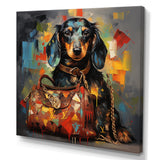 Cute Dog dachshund portrait with L V bag - Dog Bedroom Wall Art