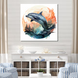 Forest Frolic Gradient Dolphin - Dolphin Canvas Wall Art
