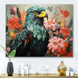 Green Vibrant floral Eagle Portrait - Eagle Wall Art Prints