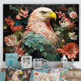 Pink Vibrant floral Eagle Portrait - Pink Eagle Wall Art