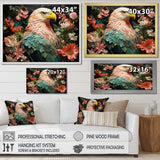 Pink Vibrant floral Eagle Portrait - Pink Eagle Wall Art