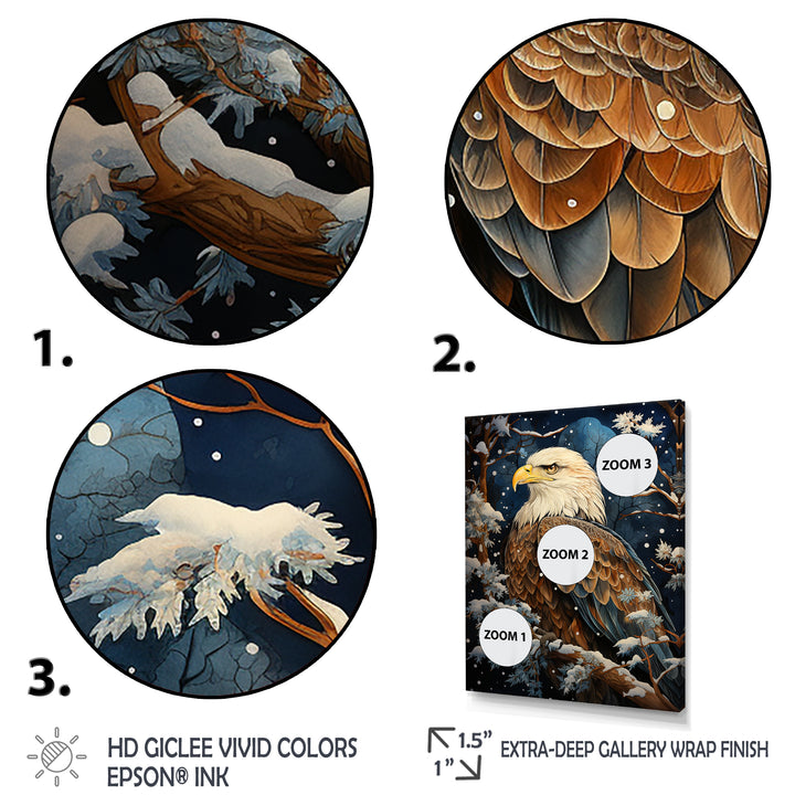 Snowy eagle scene - White Eagle Wall Art