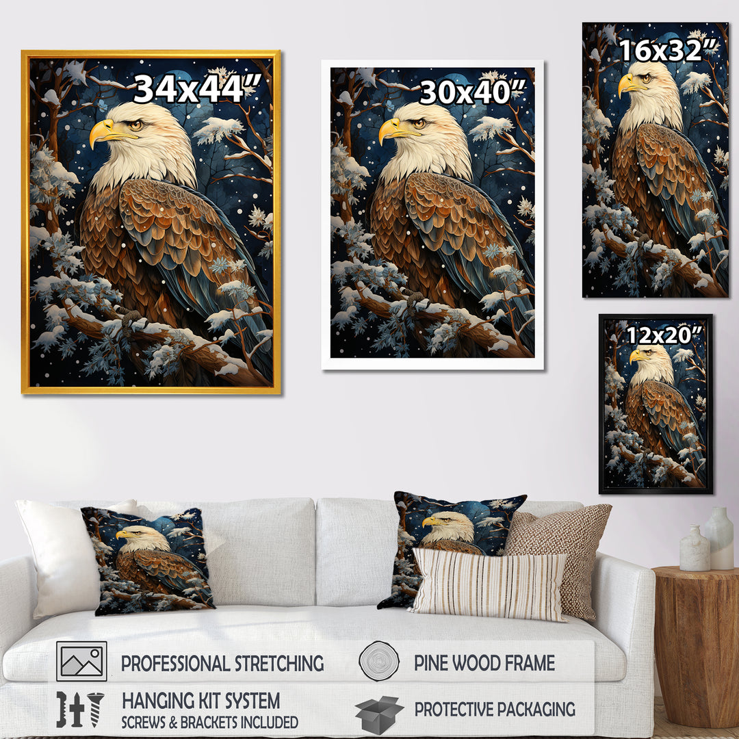 Snowy eagle scene - White Eagle Wall Art