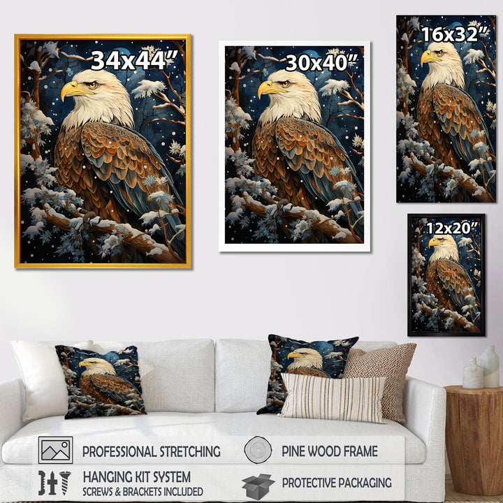 Snowy eagle scene - White Eagle Wall Art