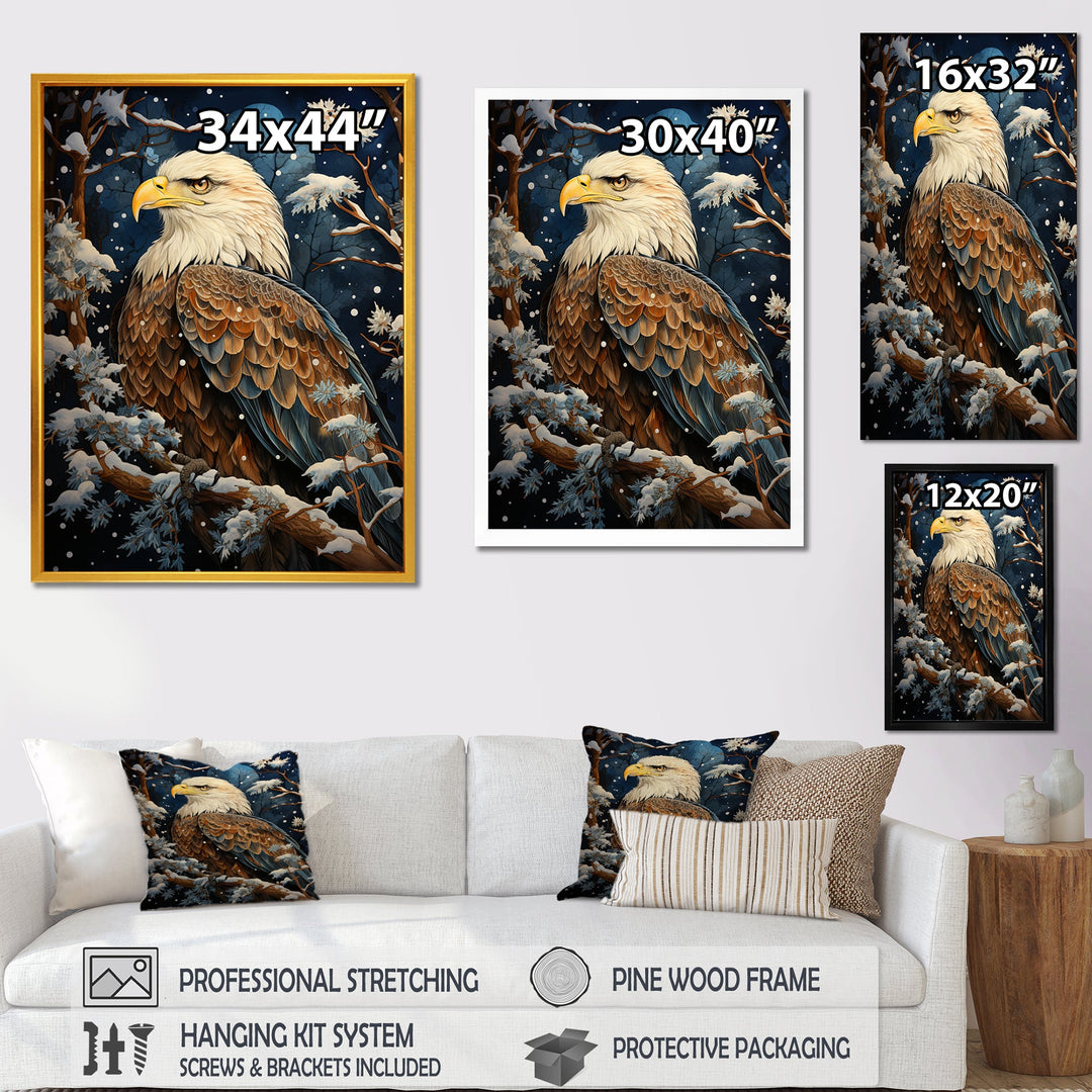 Snowy eagle scene - White Eagle Wall Art