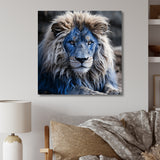 Blue Enigmatic Monarch lion - Lion Large Canvas Wall Art