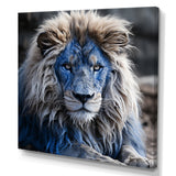 Blue Enigmatic Monarch lion - Lion Large Canvas Wall Art