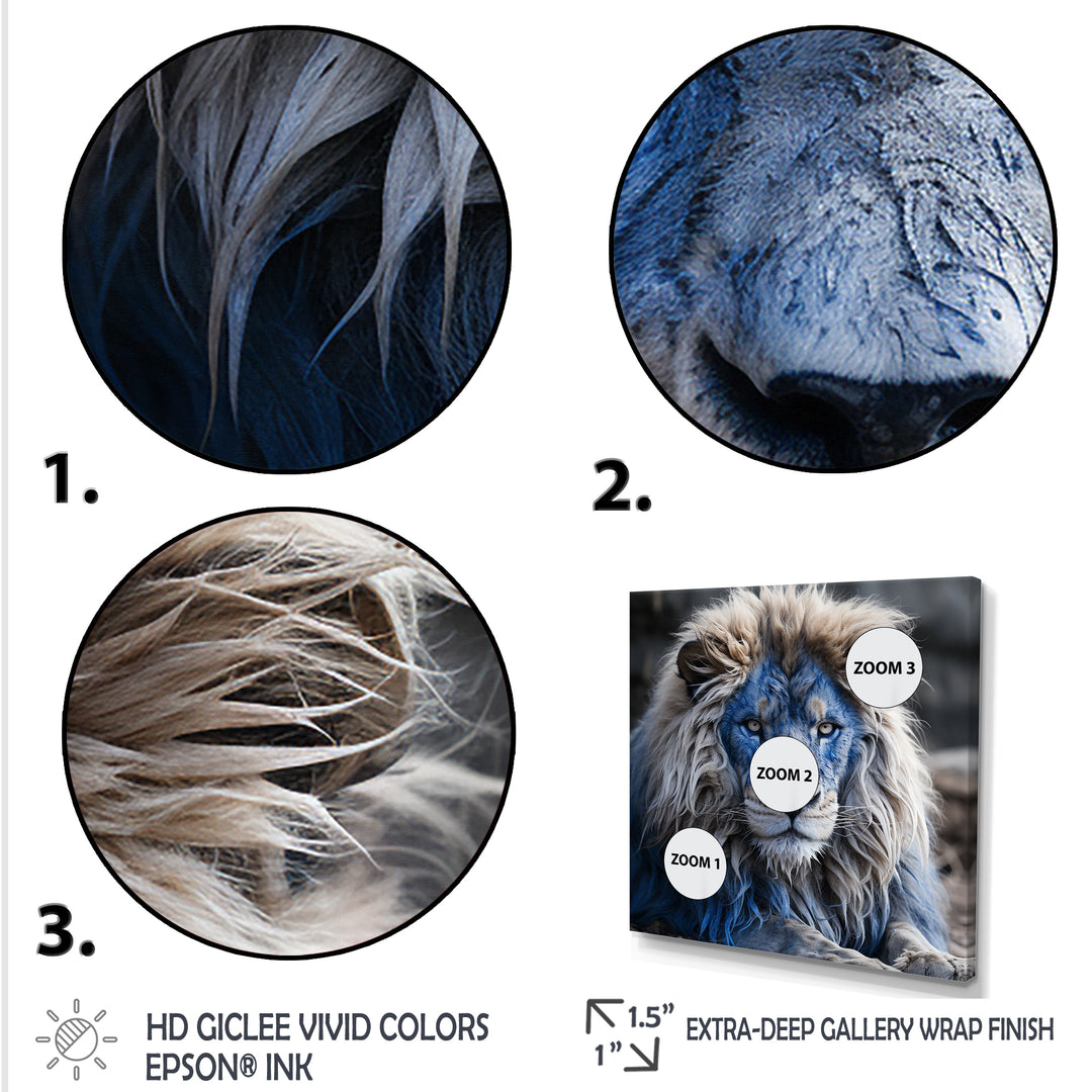Blue Enigmatic Monarch lion - Lion Large Canvas Wall Art