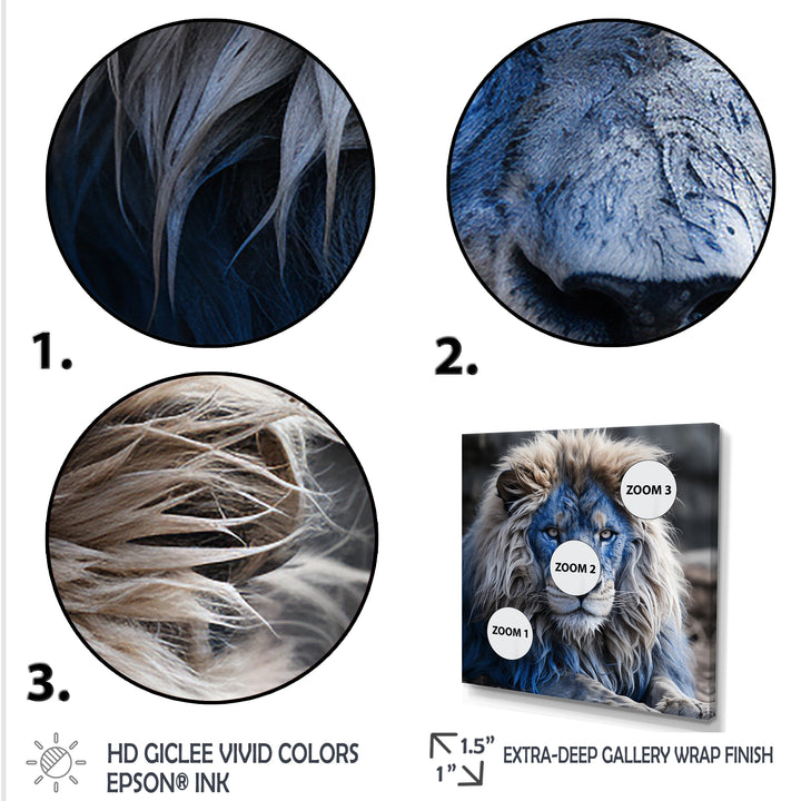 Blue Enigmatic Monarch lion - Lion Large Canvas Wall Art