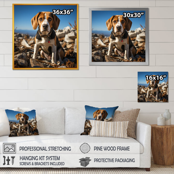 Rescue beagle dog in rocky - Dog Beagle Living Room Wall Art