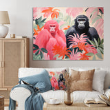 Pink and black Gorilla s Among Palms - Gorilla Wall Decor