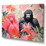 Pink and black Gorilla s Among Palms - Gorilla Wall Decor