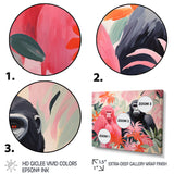 Pink and black Gorilla s Among Palms - Gorilla Wall Decor