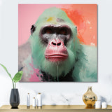 Green and pink Vibrant Gorilla Portrait - Green Gorilla Wall Art