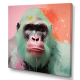 Green and pink Vibrant Gorilla Portrait - Green Gorilla Wall Art