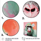Green and pink Vibrant Gorilla Portrait - Green Gorilla Wall Art