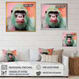 Green and pink Vibrant Gorilla Portrait - Green Gorilla Wall Art