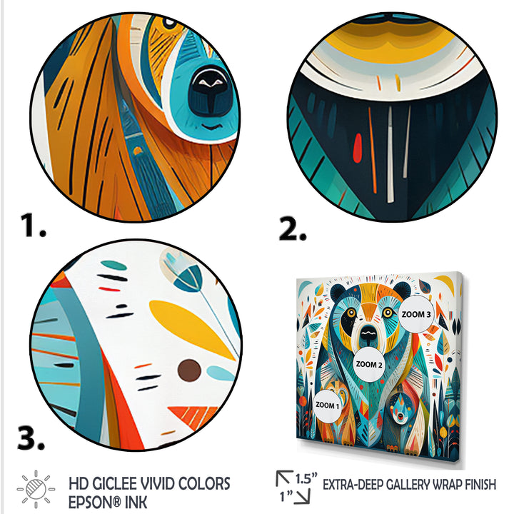 Creative Grizzly Bear Collage - Bear Framed Canvas Art