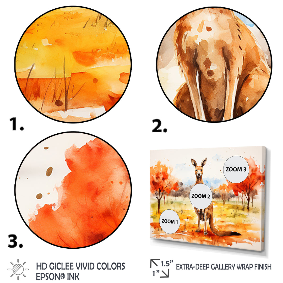 Brown and orange Kangaroo outback - Kangaroo Canvas Wall Art