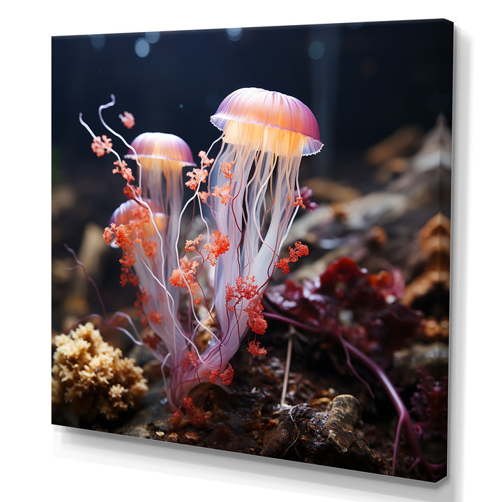 Yellow and pink Ethereal Elegance Jellyfish in Color - Jellyfish Wall Decor