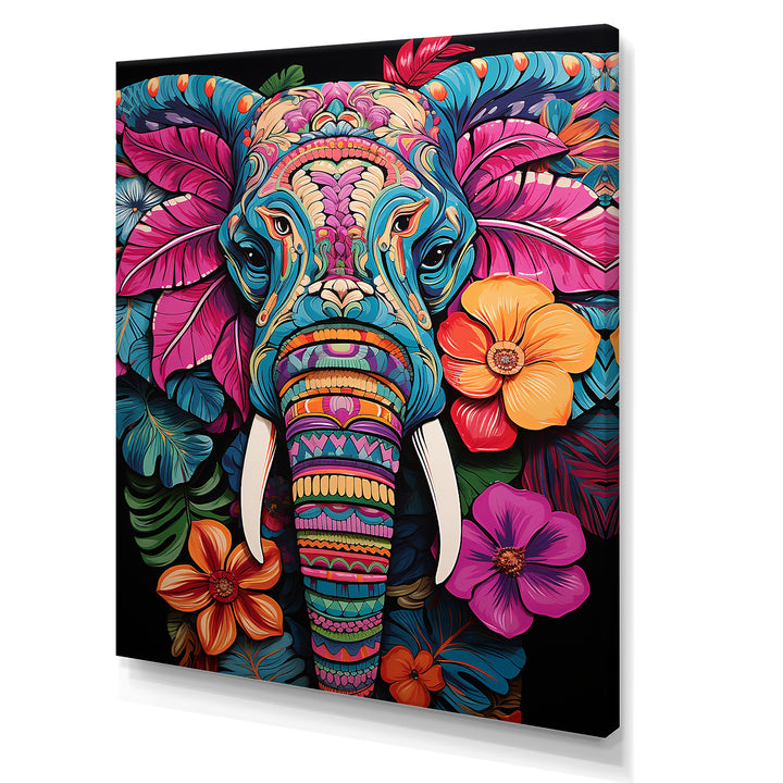 Blue and pink Jungle elephant Jamboree - Elephant Wall Art Prints