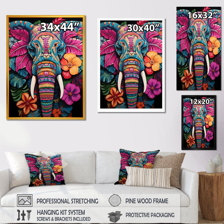 Blue and pink Jungle elephant Jamboree - Elephant Wall Art Prints