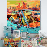 Reptile Riders Alligator and Lizards in Motion - Blue Alligator Wall Art