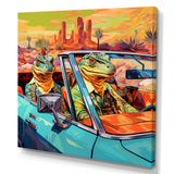 Reptile Riders Alligator and Lizards in Motion - Blue Alligator Wall Art