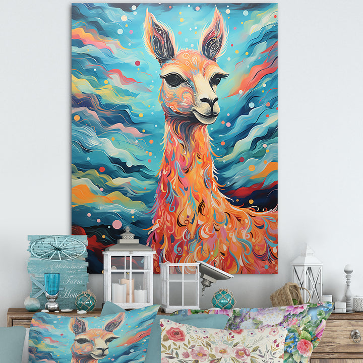Luminous Llama Radiant Portrait of a Llama - Llama Large Canvas Wall Art