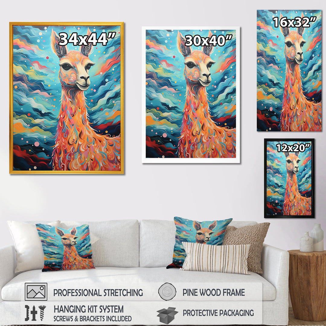 Luminous Llama Radiant Portrait of a Llama - Llama Large Canvas Wall Art